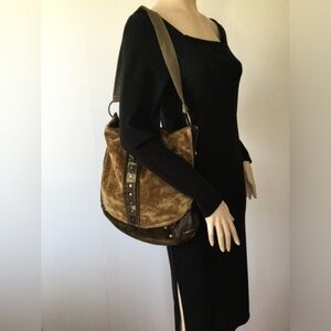 Fashion Express Mixed Media Camo Boho Style Large Flap Handbag